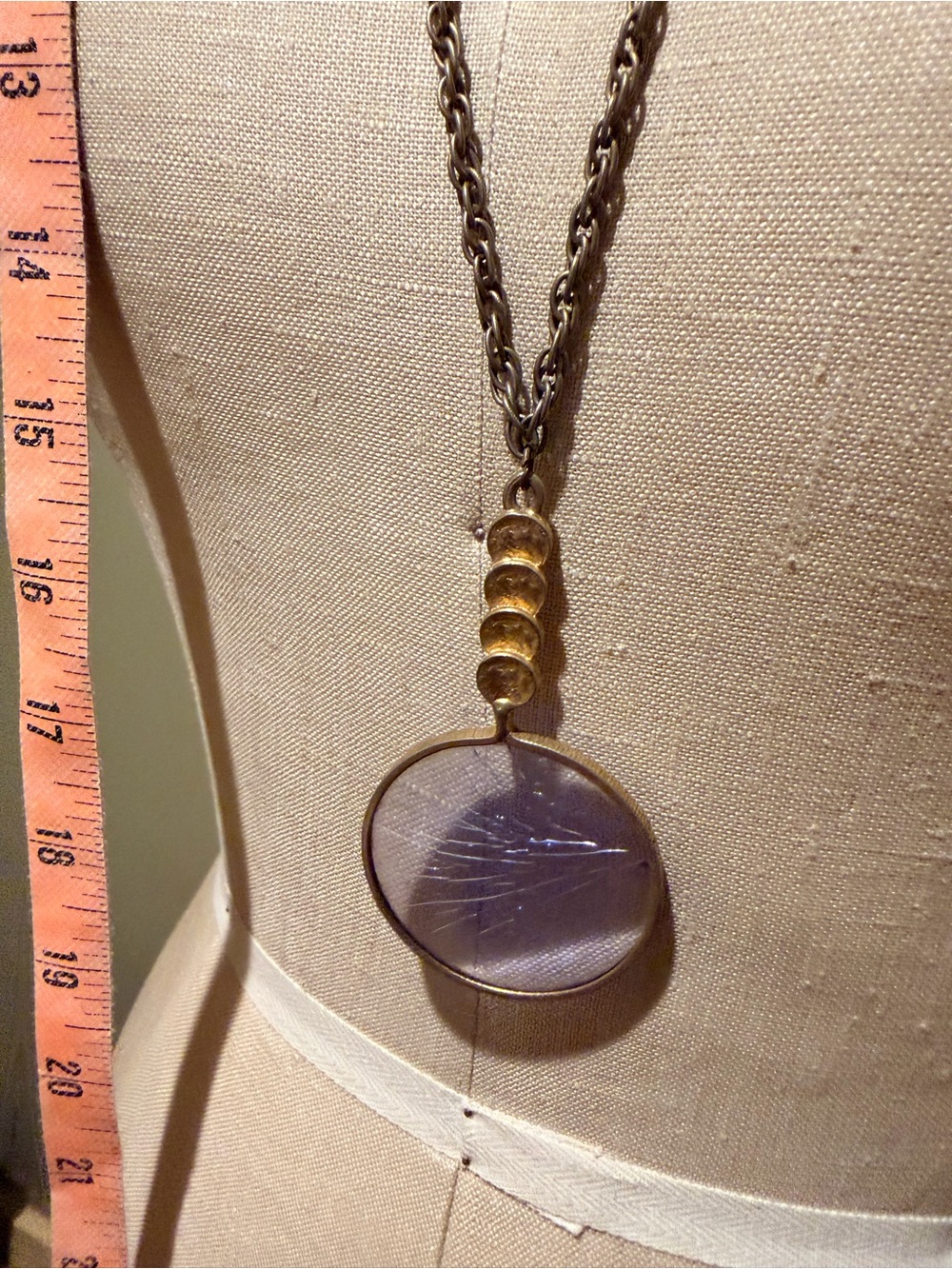 Gold-Tone Necklace with Magnifier Glass Pendant